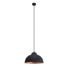 Load image into Gallery viewer, Black &amp; Copper | Metal Dome Shade | Vintage Retro Pendant Ceiling Light | 37cm Diameter
