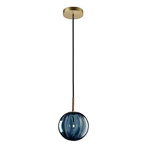 Blue Glass & Copper Pendant Ceiling Light | Glass Globe 