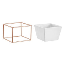 Load image into Gallery viewer, White &amp; Copper Square Plant Pot With Copper Wire Frame 
