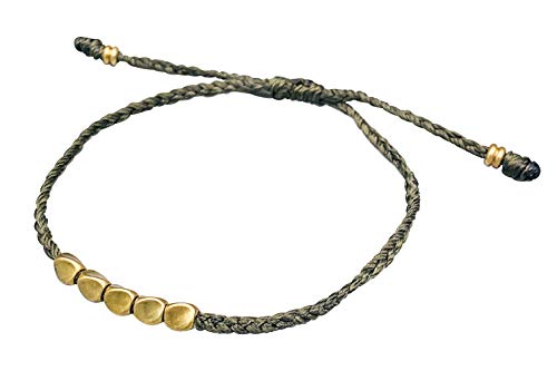 Tibetan Buddhist Handmade Bracelet With Copper Beads | Green | Lucky | Knot Wax Thread Bracelet 