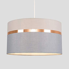 Load image into Gallery viewer, Grey &amp; Copper Drum Pendant Light Shade 
