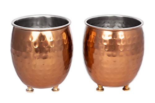 Set Of 2 Copper Plant Pots | Hammered Finish 