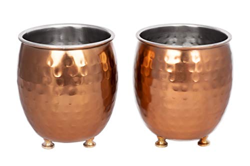 Set Of 2 Copper Plant Pots | Hammered Finish 