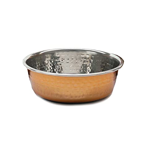 Deluxe Steel Hammered Copper Pet Bowl