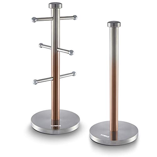 Tower | Copper Ombre Mug Tree & Kitchen Roll Holder | Stainless Steel 