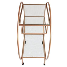 Load image into Gallery viewer, Copper Bar Cart Drinks Trolley | Art Deco | 3 Shelves | Rose Gold
