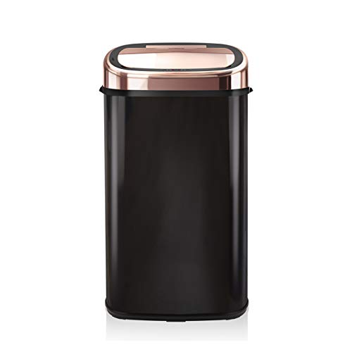 Tower | Kitchen Bin | Square | With Infrared Technology | Black & Rose Gold/ Copper | 58 Litre
