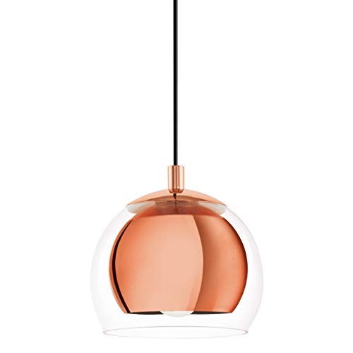 Copper Metal & Clear Glass Pendant Light | Ceiling Lamp | Eglo