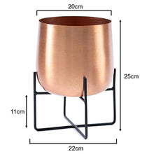 Load image into Gallery viewer, Stylish Copper Plant Pot With Black Stand 
