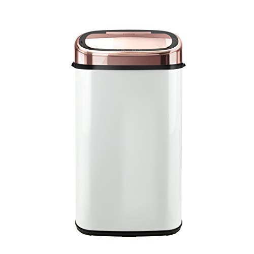 Tower Kitchen Bin With Sensor Lid | 58 Litre | White & Rose Gold, Copper | Touchless | Infrared Technology 