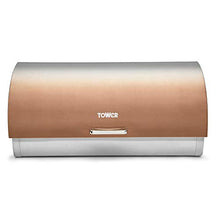 Load image into Gallery viewer, Two Tone Copper &amp; Stainless Steel Bread Bin 
