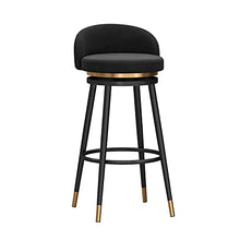 Load image into Gallery viewer, Black &amp; Copper Bar Stool With Back | Velvet | Swivel | 75cm 
