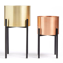 Load image into Gallery viewer, Set Of 2 Metal Plant Pots | Copper &amp; Gold 
