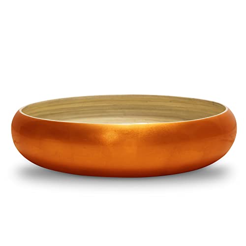 Large Handcrafted Copper & Bamboo Bowl | Serving Bowl | 100% Eco-Friendly 