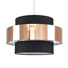 Load image into Gallery viewer, MiniSun Modern Cylinder Ceiling Pendant Light Shade in a Black &amp; Copper Effect Finish
