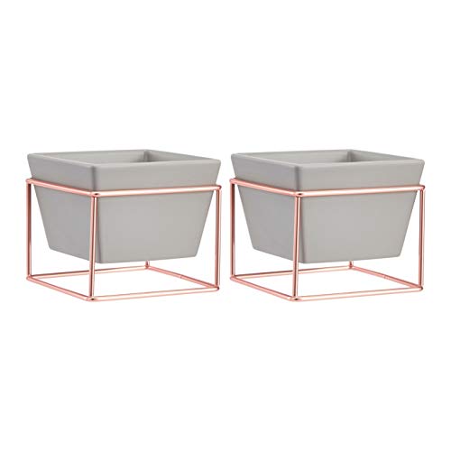 Grey, Copper Tabletop Planter | Square | 2-Pack | Amazon Basics