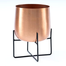 Load image into Gallery viewer, Copper Plant Pot With Plant Stand | Rose Gold (Copper)
