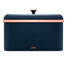 Load image into Gallery viewer, Tower | Cavaletto Bread Bin Storage | Midnight Blue &amp; Rose Gold/Copper
