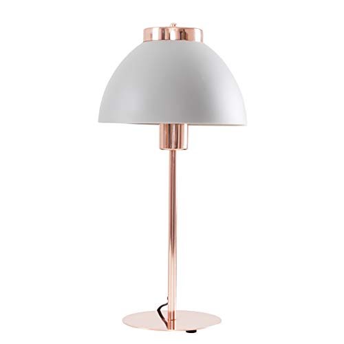 Bedside Table Lamp | Satin Grey & Polished Copper Finish 