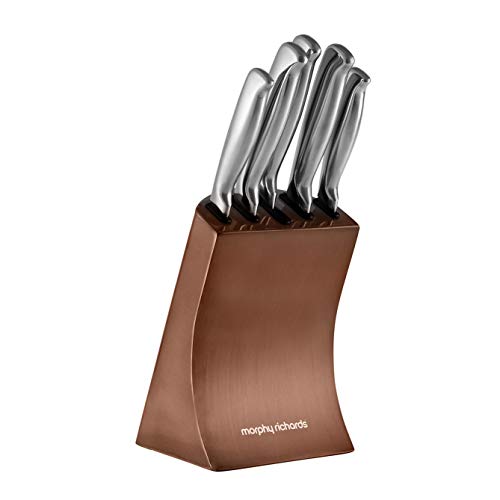 Morphy Richards | 5 Piece Knife Block | Copper & High Grade Polished Stainless Steel | Accents Range