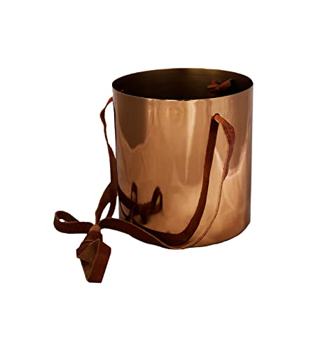 Copper Hanging Planter With Leather Strap | Plant Pot | H16cm x D15cm | Ivyline