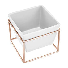 Load image into Gallery viewer, Square Tapered Plant Pot With Copper Wire Stand 
