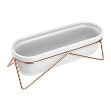 Load image into Gallery viewer, Oval White &amp; Copper Planter | Plant Pot 

