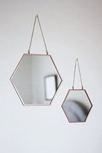 Load image into Gallery viewer, Small Copper Framed Hexagonal Shaped Mirror 
