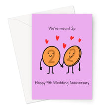 Load image into Gallery viewer, 9th Wedding Anniversary Greeting Card | Copper 
