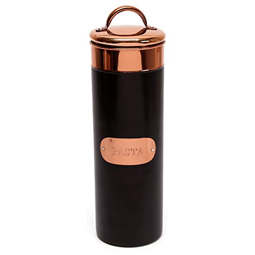 Black And Copper | Metal Spaghetti Jar | Kitchen Pasta Storage Canister