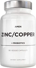 Load image into Gallery viewer, Zinc &amp; Copper Supplement + Probiotics  | 3 Months Supply | One Per Day | 50 mg Zinc Picolinate Vitamin Pills | Essential Minerals Supplements | 2 Billion CFUs Probiotic | Vegan, Non-GMO | 90 Capsules
