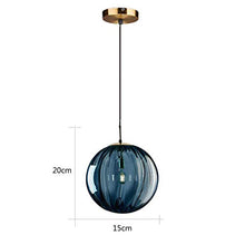 Load image into Gallery viewer, Ceiling Pendant | Copper &amp; Blue Glass Light 
