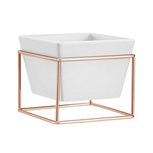 Load image into Gallery viewer, White &amp; Copper Planter | Square | Indoor Plants 
