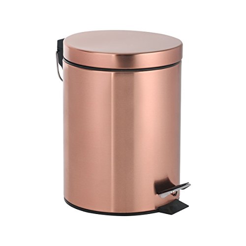 Copper Pedal Bin | 3 Litre | Cosmetic Waste Bin With Lid | Axentia Riga | 17 x 17 x 2.45cm