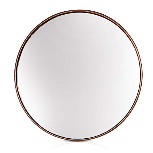 Copper Rose Gold Large Round Metal Wall Mirror | Elegance By Casa Chic | 58.5 cm