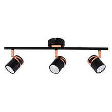 Load image into Gallery viewer, Modern Matt Black &amp; Copper 3 Way Adjustable Straight Bar Ceiling Spotlight | MiniSun 
