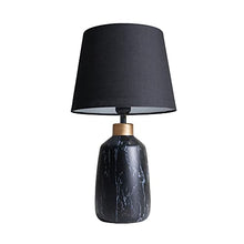 Load image into Gallery viewer, MiniSun | Modern Copper Caped Black Marble Effect Table Lamp With A Black Tapered Shade
