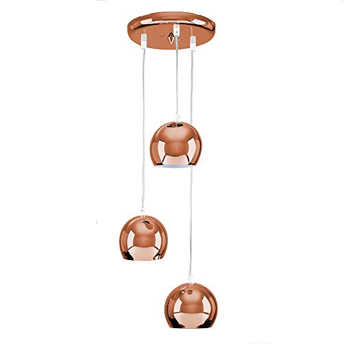 Copper Finish | Retro Eyeball 3 Way Droplet Ceiling Pendant | Light Fitting 