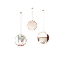 Load image into Gallery viewer, Set Of 3 Round Hanging Copper Mirrors | Wall Decoration | Umbra 
