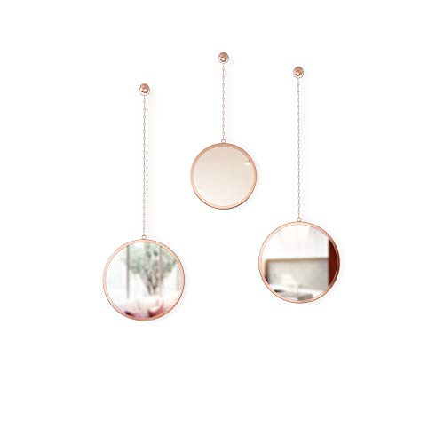 Set Of 3 Round Hanging Copper Mirrors | Wall Decoration | Umbra 