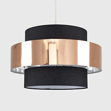 Load image into Gallery viewer, MiniSun Modern Cylinder Ceiling Pendant Light Shade in a Black &amp; Copper Effect Finish
