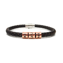 Load image into Gallery viewer, Personalised Copper &amp; Black Leather Bracelet 

