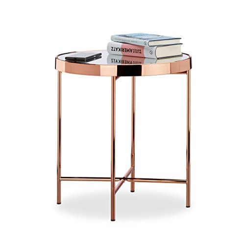 Copper Side Table | Mirrored Glass | 46 x 42 x 42 cm