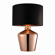 Load image into Gallery viewer, Copper Table Lamp With Black Faux Silk Shade 
