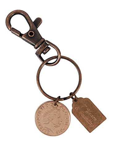 7th Copper Anniversary Gift | Year 2015 British Penny Keyring