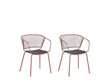 Load image into Gallery viewer, Set Of 2 | Copper Dining Chairs | Metal | Black Faux Leather Seat Pad 
