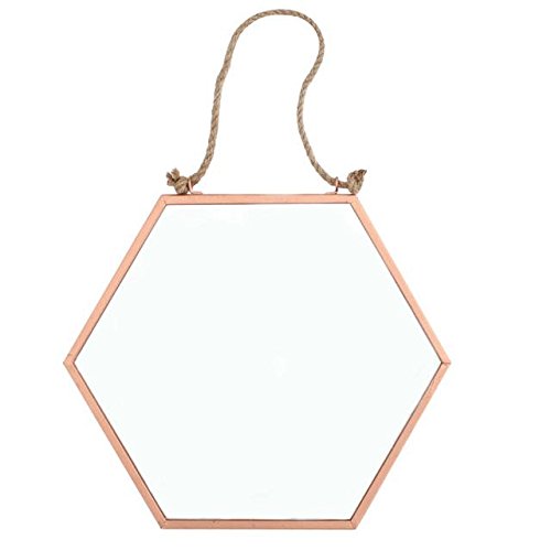 Hexagonal Geometric Mirror | Copper Frame | Wall Hung | Brown & Ginger 