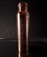 Load image into Gallery viewer, VIBRANIC Copper Water Bottle 34oz Dark Embossed Leak Proof, Ayurvedic Pure Copper Bottle
