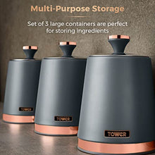 Load image into Gallery viewer, Set Of 3 Storage Canisters | Grey &amp; Copper, Rose-Gold 
