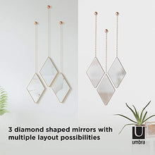 Load image into Gallery viewer, 3 Diamond Shaped Mirrors With Copper Frame &amp; Hanging Chain
